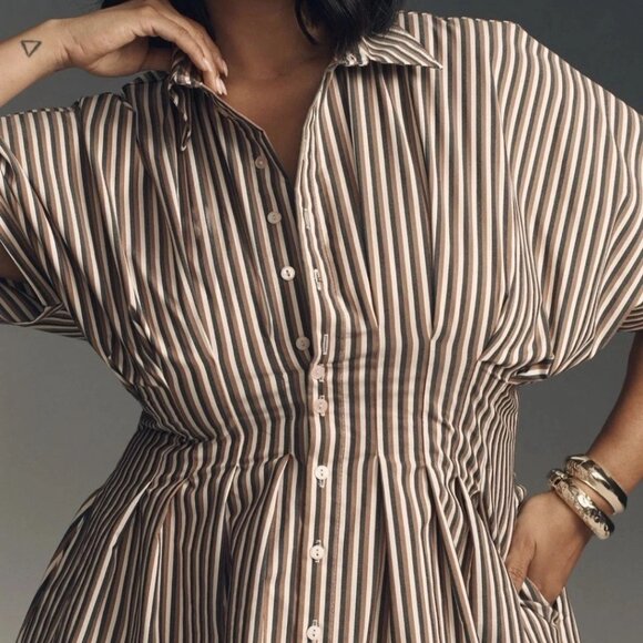 Anthropologie Exquise Tobie Smocked Shirt Dress - Picture 2 of 6